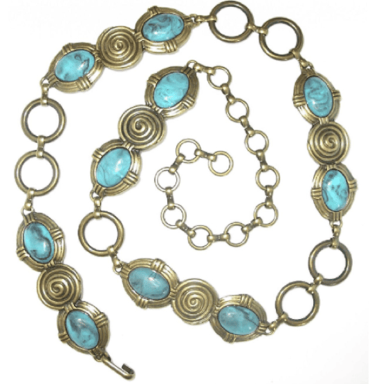 Cinturón cadena, bronce turquesa