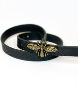Cinturón Abeja, cuero negro anaconda