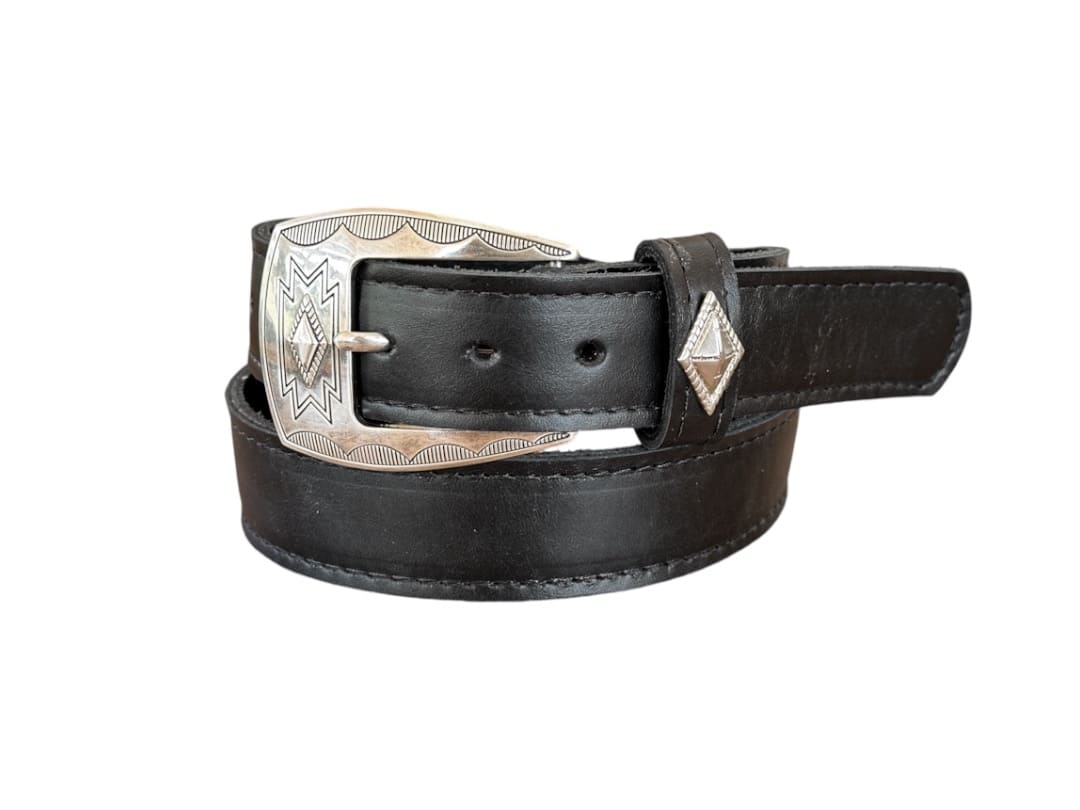 Cinturón Cowboy, cuero negro toscano