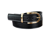 Cinturón Filipa dorado, cuero negro toscano