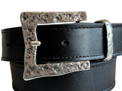 Cinturón Hera Plata, cuero negro salvaje
