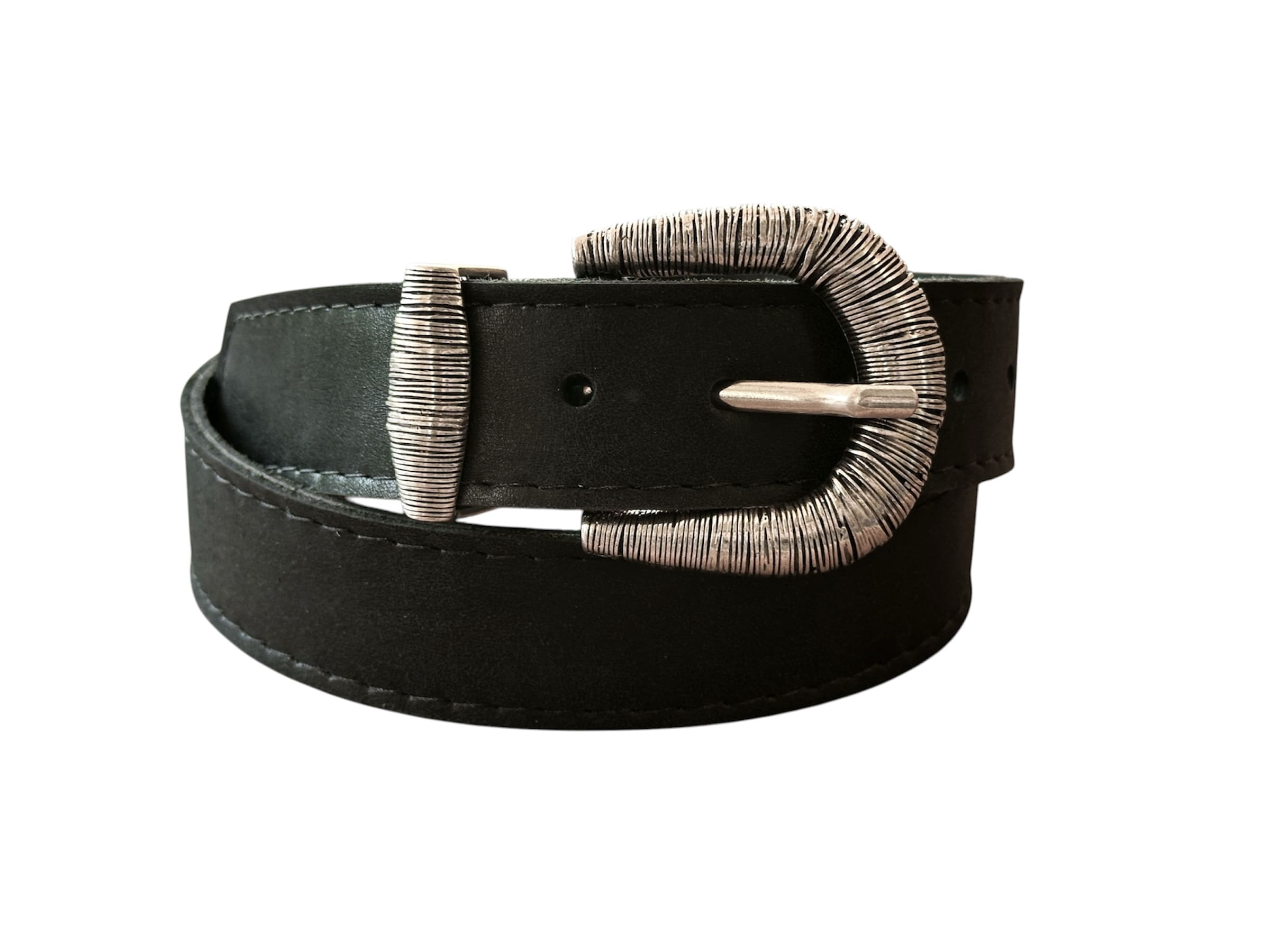 Cinturón Rayado cuero negro