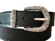 Cinturón Rayado cuero negro