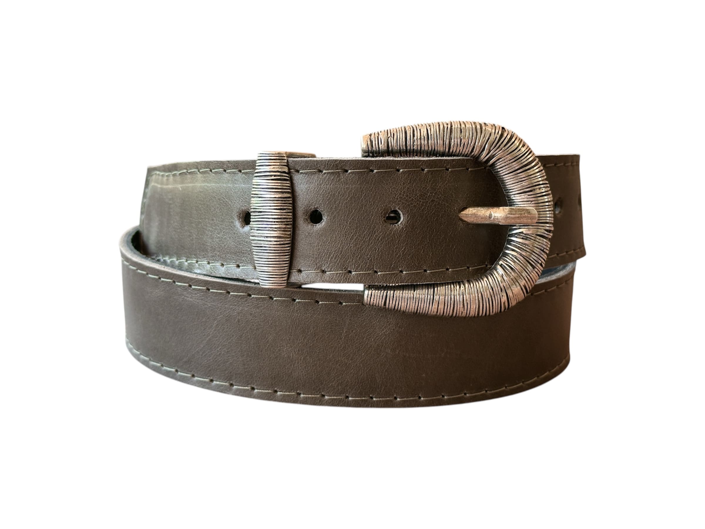 Cinturón Rayado, cuero gris