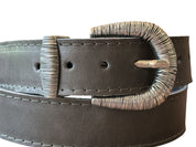 Cinturón Rayado, cuero gris
