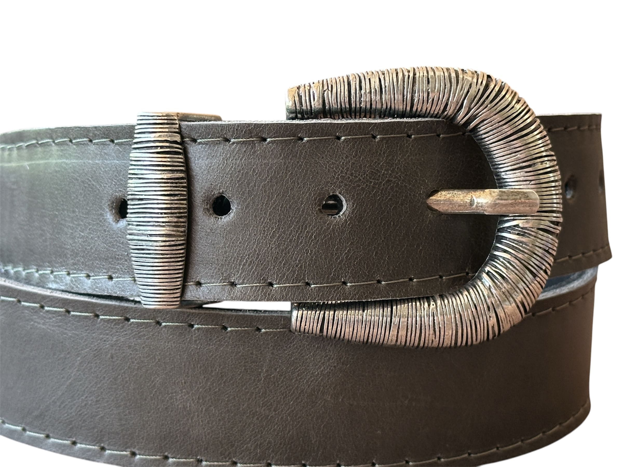 Cinturón Rayado, cuero gris