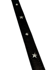Cinturón Mini silueta plata, cuero negro tachas