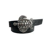 Cinturón tortuga, cuero negro