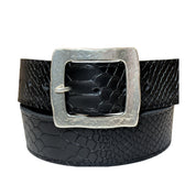 Cinturón Rada, cuero negro anaconda