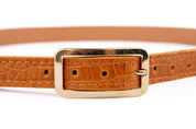 Cinturón rectangular oro cuero caimán maiz