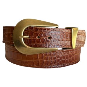 Cinturón Silueta, cuero café caiman