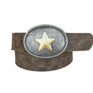 Cinturón Estrella, cuero café rustico