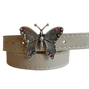 Cinturón Mariposa circón, cuero cerámica