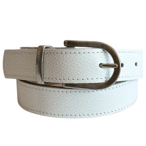 Cinturón Filipa plata, cuero blanco