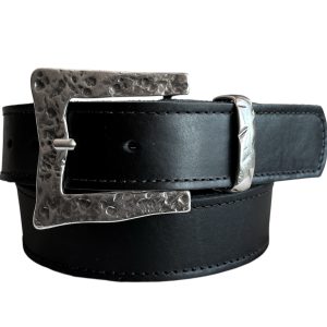 Cinturón Hera Plata, cuero negro salvaje