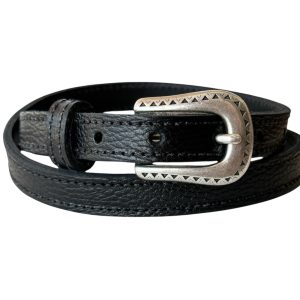 Cinturón Consti, cuero negro grano