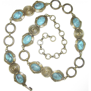 Cinturón cadena, bronce turquesa