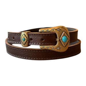 Turquesa pequeño, cuero café