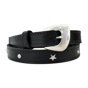 Mini silueta plata, cuero negro tachas