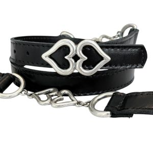 Cinturón Corazon cadena, cuero negro